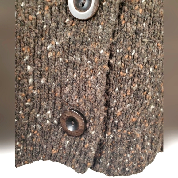 Women's Karen Scott Collared Cardigan. Heathered Brown. LG - Picture 7 of 11